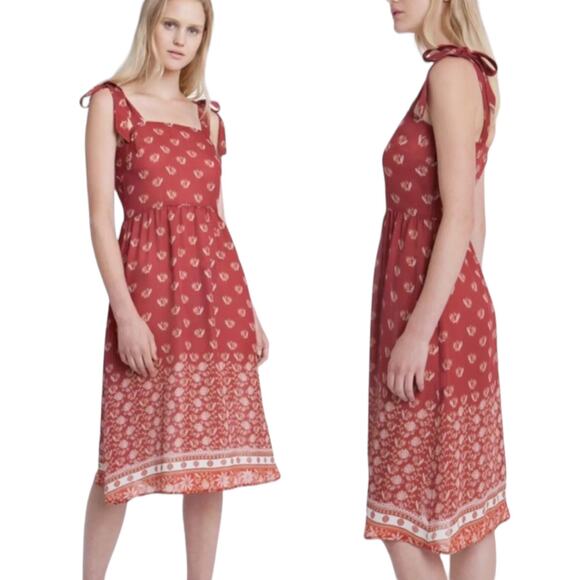 Tucker NYC Silk Shoulder Tie Camisole Sun Dress Clay Orange Size S - Picture 1 of 10